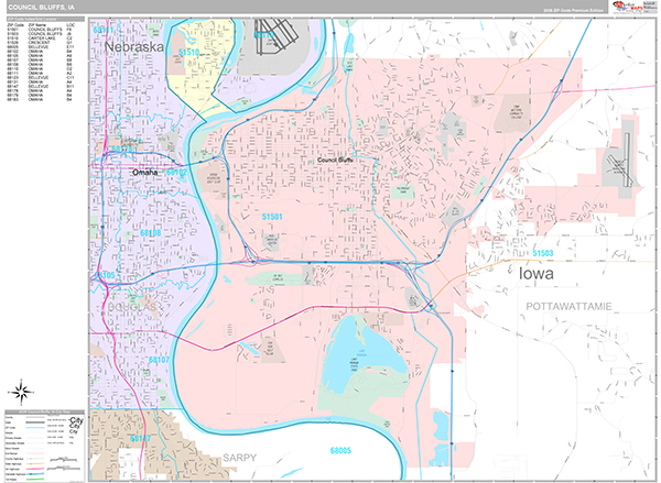 Council Bluffs, IA Wall Map